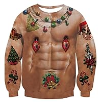 Idgreatim Unisex Ugly Christmas Crewneck Sweatshirt Novelty 3D Graphic Long Sleeve Sweater Shirt
