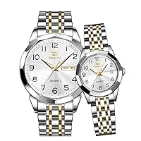 OLEVS Women's Watches Gold Silver Easy to Read Wrist Watches for Women with Small Face Day Date Stainless Steel Strap Waterproof