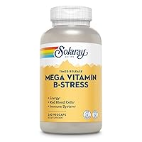 SOLARAY Mega Vitamin B-Stress - Timed Release Vitamin B Complex w/Vitamin B12, B6, Folic Acid, VIT. C - Stress, Energy, Red Blood Cell, Immune Support - Vegan, 60-Day Guarantee (240 CT)