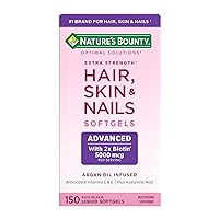 Nature's Bounty Advanced Hair, Skin & Nails, Argan-Infused Vitamin Supplement with Biotin and Hyaluronic Acid, 150 Rapid Release Softgels