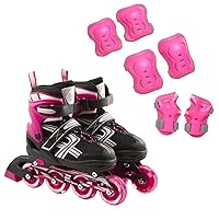 Fuschia Inline Skates (M) + Pink Protective Gear Bundle
