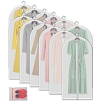 Clear Garment Bags Hanging Clothes Bags (Set of 12) for Closet Storage Plastic Bag with Zipper for Suit, Sweaters Travel Laundry Wardrobe Closet Garment Dust Cover Bags - 24'' x 48''/12 Pack