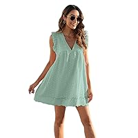 Moonycozy Dress with Built in Shorts, Elegant Lace Hollow Dress with Shorts, Women's V Neck Sleeveless Summer Dress