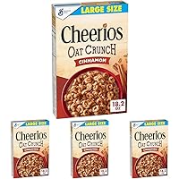 Cheerios Oat Crunch Cinnamon Oat Breakfast Cereal, Large Size, 18.2 oz (Pack of 4)