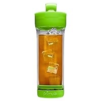 Press and Go Iced Tea Maker, Travel Tumbler, Infuser Bottle, Leak-proof Flip-top Lid with Carry Loop, Dishwasher Safe, Made without BPA, 16-Ounce, Green