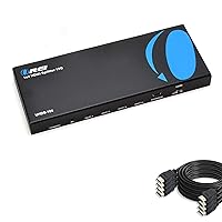 OREI 4K UltraHD HDMI Splitter 1 in 4 Out with 4-Pack 6ft HDMI Cable 4K @ 60 Hz 4:4:4 8-bit - HDMI 2.0, HDCP 2.2, 18 Gbps - Supports 3D Full HD 1080P