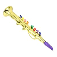 Musical Instruments Play Toy Clarinet for Kids with 8 Keys, Ages 3+, Plastic Trumpet in Metallic, Wind and Brass Instrument Band in School/Home, Musical Gift