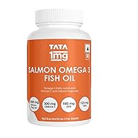 Salmon Omega 3 Fish Oil 1000mg, Fish Oil Capsule with Omega-3 (1000mg), EPA (180mg) & DHA (120mg) for Brain, Heart, Joints Health (Pack of 90 Capsules)