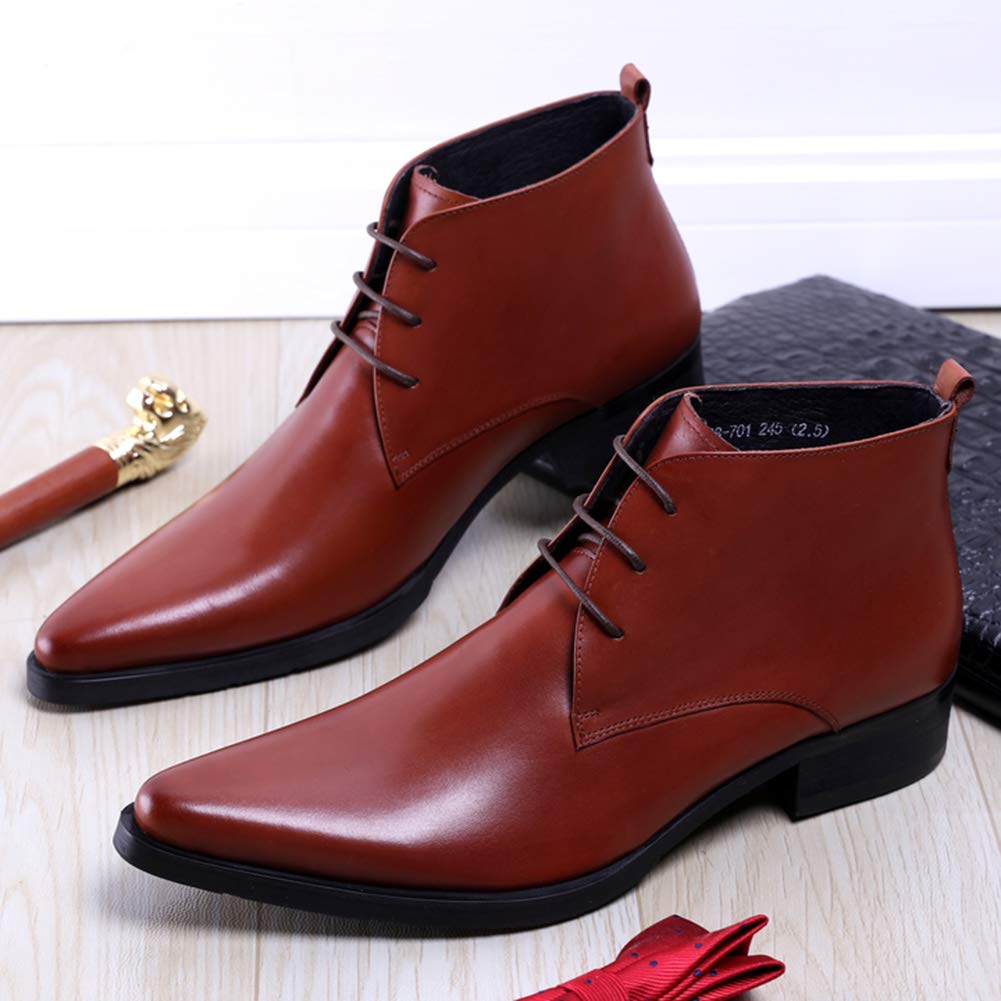 Santimon Men's Lace Up Classic Oxford Pointed Toe Dress Ankle Chukka Boots