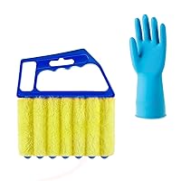 Window Blind Duster Brush, 2 Pcs Hand-held Groove Gap Cleaning Tools, 7 Finger Cleaner Tool, Household Cleaning Brush Tool for Shutters, Air Conditioner, Car Vents, Keyboard (Blue)