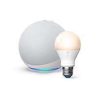 All-new Echo (4th Gen) - Glacier White - bundle with Ring A19 Smart LED Bulb