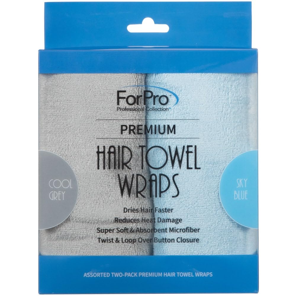 ForPro Premium Microfiber Hair Towel Wrap, 2-Pack Quick Drying Hair Turban for Women, 10