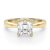 1 CT Asscher Cut Colorless Moissanite Engagement Ring for Women, Classic Handmade Moissanite Diamond Bridal Wedding Rings, Anniversary Propose Gifts Her