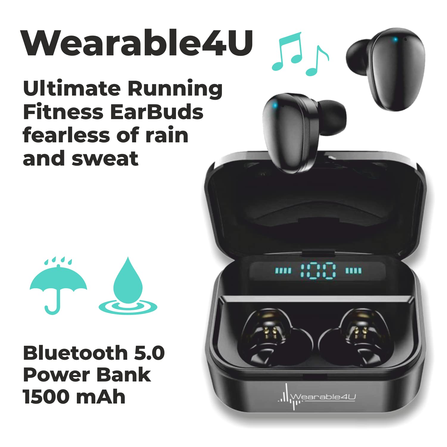 Bushnell Wingman View Golf GPS Bluetooth Speaker with Wearable4U Ultimate Black Earbuds and Wall and Car Chargers Bundle