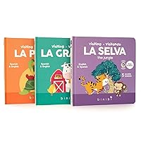 Binibi Bilingual Animal Sound Book Bundle for Babies & Toddlers 1-3 | 5 Fun Animal Sounds | Interactive Bilingual Spanish Baby Books | Bilingual Children's Books