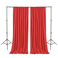 Hiasan Red Backdrop Curtains for Parties, Polyester Photography Backdrop Drapes for Family Gatherings, Wedding Decorations, 5ftx10ft, Set of 2 Panels