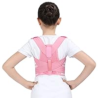 Children Back Posture Corrector Orthopedic Corset Shoulder Lumbar Wasit Support Correction for Kids Teens Straighten Upper Belt (Color : Pink, Size : Large)