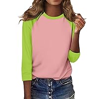 2024 Summer Clothes for Women Trendy Solid Quarter Sleeve Tops Casual Loose Fit Workout Sweatshirt Shirt Blouse