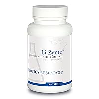 Biotics Research Li Zyme 50 micrograms, Lithium as a Whole Food, phytochemically Bound Lithium. Highly bioavailable. Supports Brain Function. Memory and Mood Support.100 Tablets