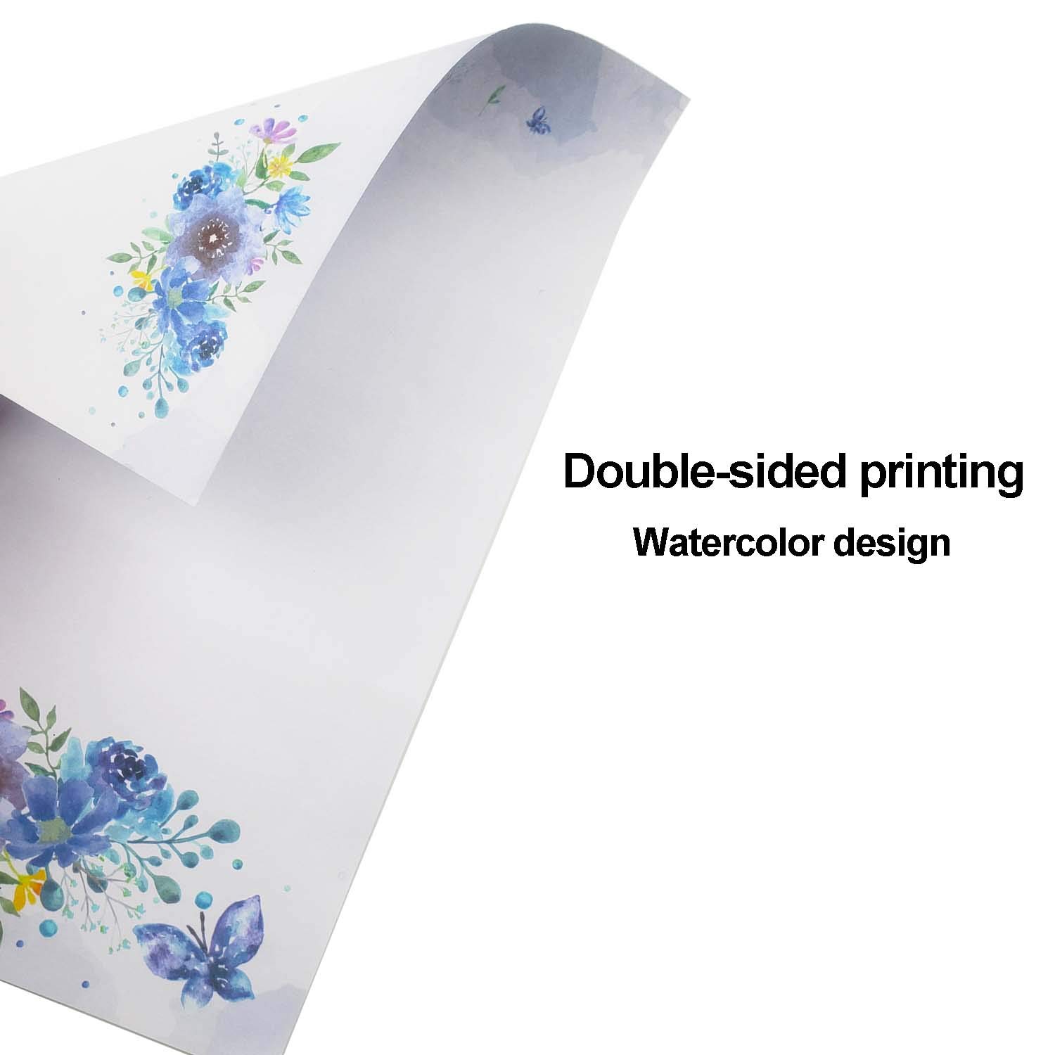 48Pcs Stationary Writing Paper with Envelopes - Japanese Stationery Set Double Sided Printing Floral Letter Writing Paper, 32 Stationary Papers + 16 Envelopes, 7.5 x 10.4 Inch of Each Stationary Paper