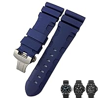 RAYESS Nature Rubber 26mm Watch Band For Panerai Submersible Luminor PAM Black Blue Red Orange Strap Butterfly Clasp