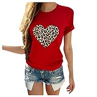 Valentine's Day Tshirts for Women, Women's Loose Fit Heart Printing Graphic Tees Casual Tie-Dye Short Sleeve Tops