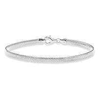 Miabella 925 Sterling Silver Italian Solid 4mm Domed Herringbone Snake Chain Link Bracelet for Women Men, Made in Italy