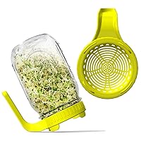 Sprouting Jar Lids,Sprouts Growing Kit for Wide Mouth Mason Jar,Indoor Germination Kit Sprouter Sprout Maker for Broccoli Alfalfa Radish Clover Mung Bean Salad Mix Sprouts (6 Pc,Yellow)