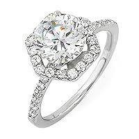 1.55ct GIA Certified Round Diamond Halo Engagement Ring in Platinum