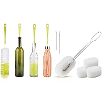 ALINK 17“ Narrow Neck Bottle Brush + 6-Pack Sponge Bottle Dish Brush Set