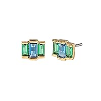 Amazon Essentials Rhodium or Yellow Gold Plated Brass Cluster Baguette Earrings