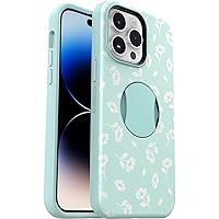 OtterBox iPhone 14 Pro (Only) OtterGrip Symmetry Series Case - POPPIES BY THE SEA (Blue), built-in grip, sleek case, snaps to MagSafe, raised edges protect camera & screen