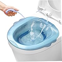 Sitz Bath for Toilet, Portable Sitz Bath for Hemorrhoids, Anti-Overflow Large-Capacity Bidet for Hemorrhoids Postpartum Private Care(Blue, with Flusher)