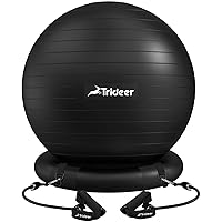 Trideer Ball Chair Yoga Ball Chair Exercise Ball Chair with Base & Bands for Home Gym Workout Ball for Abs, Stability Ball & Fitness Ball Seat to Relieve Back Pain