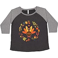 inktastic Thanksgiving Turkey Fall Holiday Wreath Women's Plus Size T-Shirt
