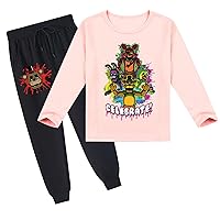 Unisex Kids Classic Long Sleeve T-Shirts and Sweatpants Set,Five Nights at Freddy's Graphic Sweatsuit for Boys Girls