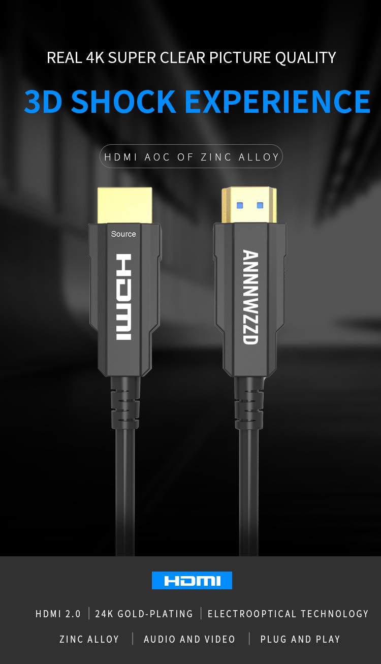 LinkinPerk Fiber Optic HDMI Cable 4K 60Hz,Fiber HDMI Cable 2.0 Supports (18Gbps 4:4:4, Dolby Vision, HDR10, eARC, HDCP2.2) Suitable for TV LCD Laptop PS3 PS4 Projector Computer,Cable HDMI (30ft)