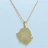 Map of Sierra Leone Pendant Necklaces - Charm Africa Ethnic Maps Flag Thin Chain Necklaces, Patriotic Gold Color Map Hip Hop Jewelry for Women Men Party Gift