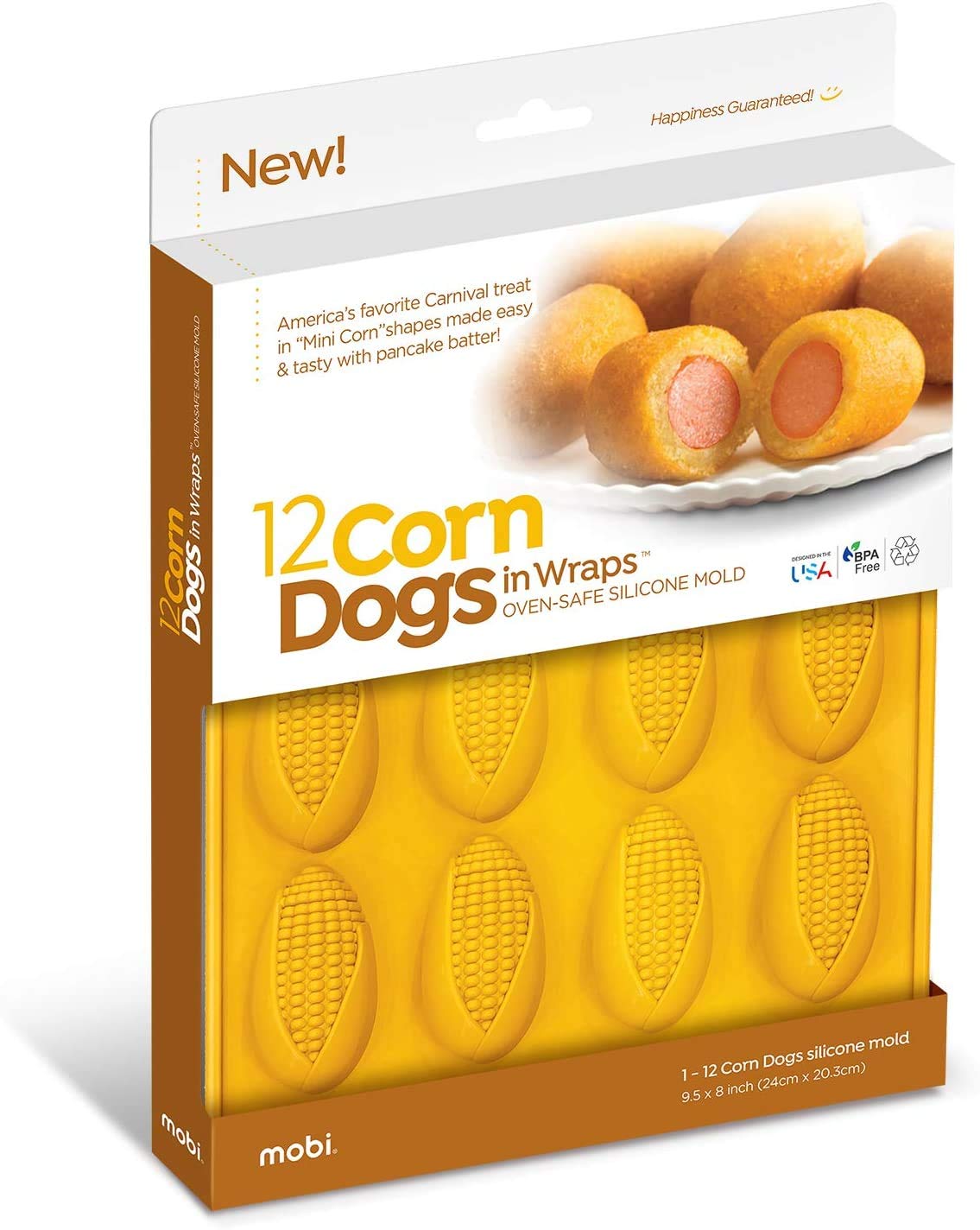 Mobi 12 Mini Corn Dogs Silicone Baking Mold, Yellow