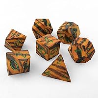 STATU3D Polyhedral Nylon DND Dice Set, 7 Piece 3D Printed Dice Set for Dungeons and Dragons RPG & Table Top Gaming, Exotic Tiger Design