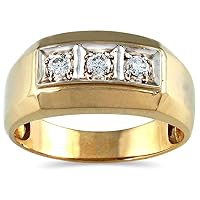SZUL 1/4 Carat TW Men's Diamond Ring in 10K Yellow Gold