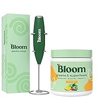 Bloom Nutrition Superfood Greens Powder, Digestive Enzymes with Probiotics and Prebiotics, Gut Health, Bloating Relief, Mango + Milk Frother High Powered Hand Mixer