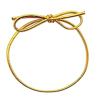 FQTANJU 100 Pcs Gold Stretch Loops with Pre-Tied Bows from Elastic Ribbon - 6 Inches Elastic Metallic String Gift Bows for Gifts Boxes,Tags, Craft & Easy Wrapping