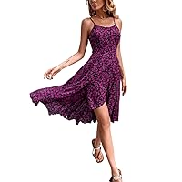 Women's Printed High Waist Strap Dress - Elegant Slip Dress Perfect for Summer Holidays