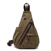 Canvas Sling Bag Backpack Small Crossbody Shoulder Casual Daypack Rucksack for Men Women Outdoor Cycling Hiking Travel (Coffee)