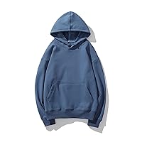 dagui Thickened Plus Velvet Dropped Shoulder Loose Silver Fox Velvet Hooded Solid Color Sweater Cotton Winter Cold and Warm Men's Clothing Medium Gray Blue 5XL