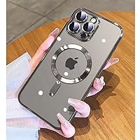 Magnetic Case for iPhone 15 Pro Max Case Clear Compatible with MagSafe Built-in Camera Lens Protector Soft Slim Shockproof Phone Case Cover for iPhone 15 Pro Max 6.7