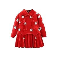 Toddler Girls Spring and Autumn Warm Long Sleeve Floral Print China Button Top Solid Color Pleated Girls