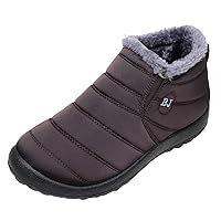 Womens Snow Boots Warm Ankle Booties Waterproof Comfortable Slip On Outdoor Fur Lined Lining Winter Shoes for Women, 10 Wide, Black,gray,blue