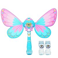 Princess Bubble Wand Girls Light up Bubble Wand with Music Automatic Bubble Machine Maker with Moveable and 2 Bottles 20ml Bubble Solutions Fun Bubble Toy